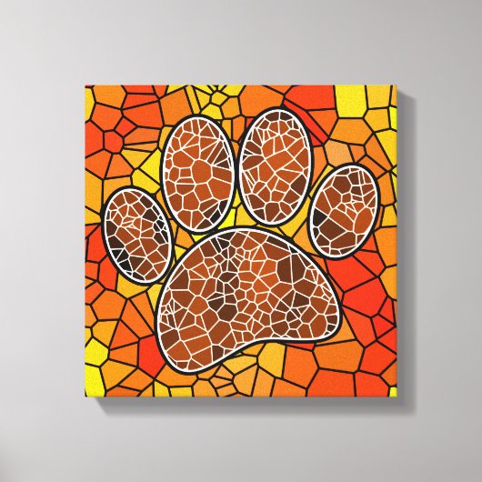Farbenfrohe Mosaik Art Dog Paw Print Leinwanddruck (Vorderseite)