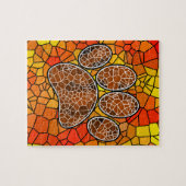 Farbenfrohe Mosaik Art Dog Paw Print Puzzle (Horizontal)