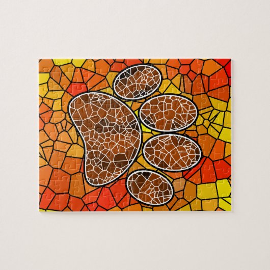 Farbenfrohe Mosaik Art Dog Paw Print Puzzle (Horizontal)