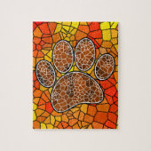Farbenfrohe Mosaik Art Dog Paw Print Puzzle (Vertikal)