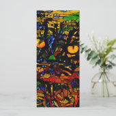 Farbenfrohe Mosaik Cat Art Print Lesezeichen Menükarte (Stehend Vorderseite)