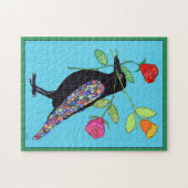 Farbenfrohe Mosaik Crow Raven Bird Rose Einzigarti Puzzle (Horizontal)