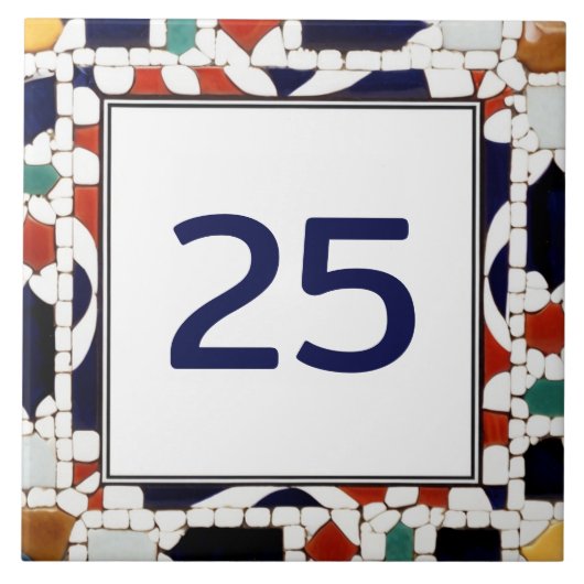 Farbenfrohe Mosaik Gebäude Hausnummer Plaque-Zeich Fliese (Vorderseite)