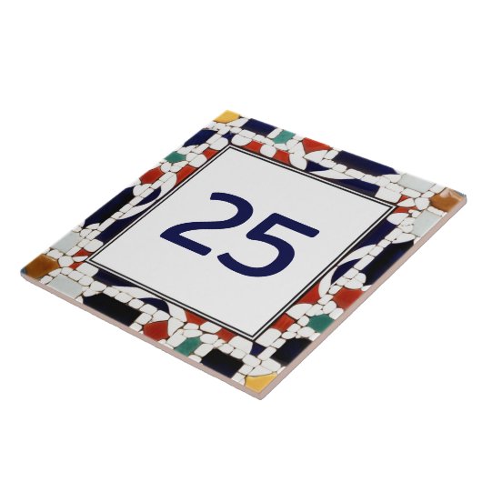 Farbenfrohe Mosaik Gebäude Hausnummer Plaque-Zeich Fliese (Seite)