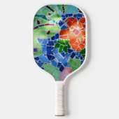 Farbenfrohe Mosaik Koi Fisch Rote Blume Pickleball Schläger (Vorderseite)