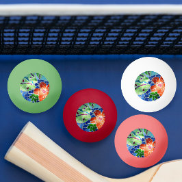 Farbenfrohe Mosaik Koi Fisch Rote Blume Tischtennisball