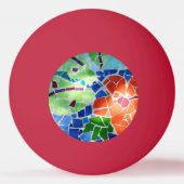 Farbenfrohe Mosaik Koi Fisch Rote Blume Tischtennisball (Vorderseite)