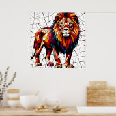 Farbenfrohe Mosaik-Löwenskulptur Poster (Küche)