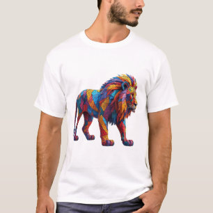 Farbenfrohe Mosaik-Löwenskulptur T-Shirt