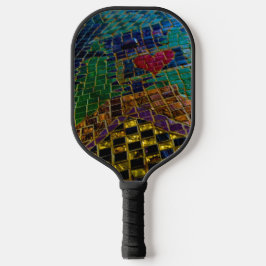 Farbenfrohe Mosaik mit rotem Herzen Pickleball Schläger