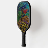 Farbenfrohe Mosaik mit rotem Herzen Pickleball Schläger (Links)