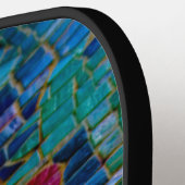 Farbenfrohe Mosaik mit rotem Herzen Pickleball Schläger (Linke Seite)