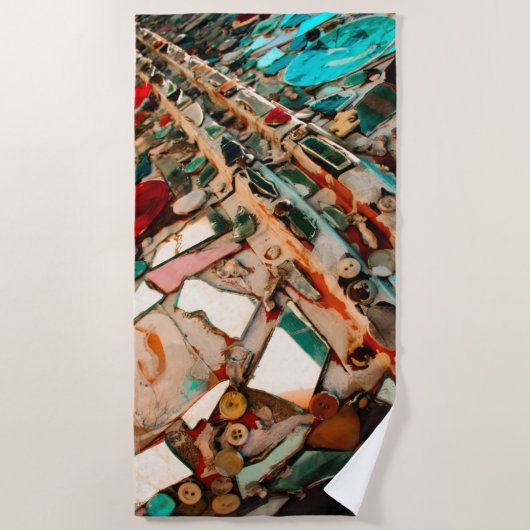 farbenfrohe Mosaik Strandtuch (Vorderseite)