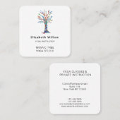 Farbenfrohe Mosaik Tree Yoga Studio Quadratische Visitenkarte (Vorne/Hinten)