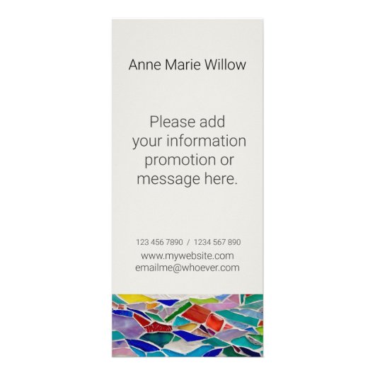 Farbenfrohe Mosaik Tree Yoga Studio Werbekarte (Hinten)