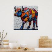 Farbenfrohe Mosaikbulle Poster (Küche)