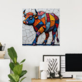 Farbenfrohe Mosaikbulle Poster (Heimbüro)