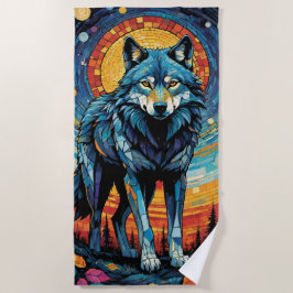 Farbenfrohe MosaikIllustration des majestätischen Strandtuch