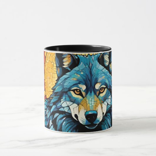 Farbenfrohe MosaikIllustration des majestätischen Tasse (Zentrum)