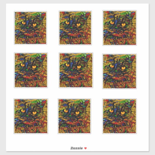 Farbenfrohe Mosaikkatze Kunst Prin Aufkleber (Blatt)