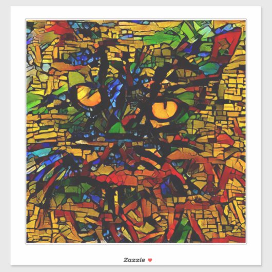 Farbenfrohe Mosaikkatze Kunst Prin Aufkleber (Blatt)