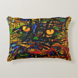Farbenfrohe Mosaikkatze Kunst Prin Dekokissen