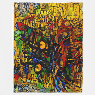 Farbenfrohe Mosaikkatze Kunst Prin Fleecedecke