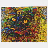 Farbenfrohe Mosaikkatze Kunst Prin Fleecedecke (Vorderseite (Horizontal))