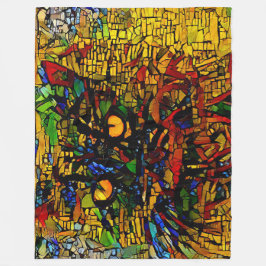 Farbenfrohe Mosaikkatze Kunst Prin Fleecedecke