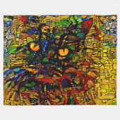 Farbenfrohe Mosaikkatze Kunst Prin Fleecedecke (Vorderseite (Horizontal))