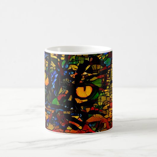 Farbenfrohe Mosaikkatze Kunst Prin Kaffeetasse (Mittel)