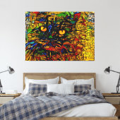 Farbenfrohe Mosaikkatze Kunst Prin Leinwanddruck (Insitu (Schlafzimmer))