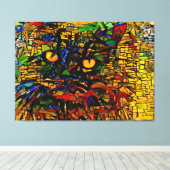 Farbenfrohe Mosaikkatze Kunst Prin Leinwanddruck (Insitu (Holzboden))