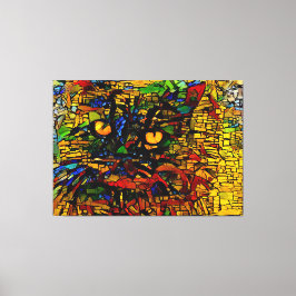 Farbenfrohe Mosaikkatze Kunst Prin Leinwanddruck