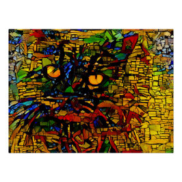 Farbenfrohe Mosaikkatze Kunst Prin Poster
