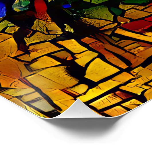 Farbenfrohe Mosaikkatze Kunst Prin Poster (Ecke)