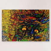 Farbenfrohe Mosaikkatze Kunst Prin Puzzle (Horizontal)