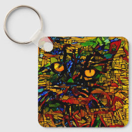 Farbenfrohe Mosaikkatze Kunst Prin Schlüsselanhänger