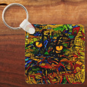 Farbenfrohe Mosaikkatze Kunst Prin Schlüsselanhänger (Vorderseite)