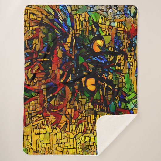 Farbenfrohe Mosaikkatze Kunst Prin Sherpadecke (Vorderseite)