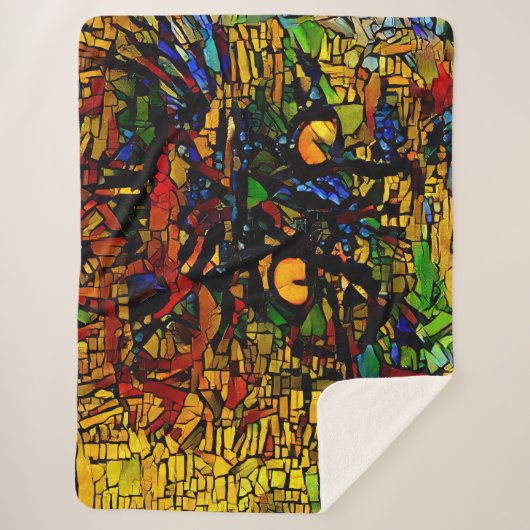 Farbenfrohe Mosaikkatze Kunst Prin Sherpadecke (Vorderseite)