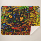 Farbenfrohe Mosaikkatze Kunst Prin Sherpadecke (Vorderseite (Horizontal))