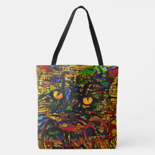 Farbenfrohe Mosaikkatze Kunst Prin Tasche