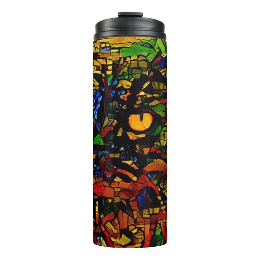 Farbenfrohe Mosaikkatze Kunst Prin Thermosbecher (Vorderseite)