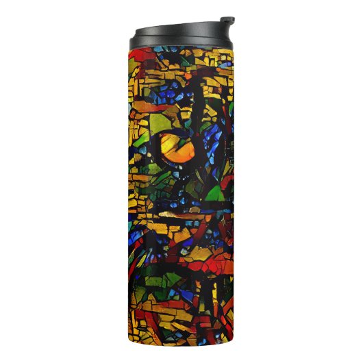 Farbenfrohe Mosaikkatze Kunst Prin Thermosbecher (Nach links gedreht)