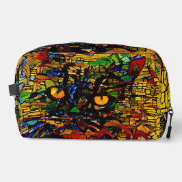 Farbenfrohe Mosaikkatze Kunst Prin Waschbeutel