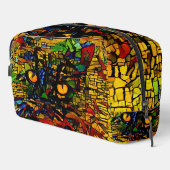 Farbenfrohe Mosaikkatze Kunst Prin Waschbeutel (Rechte Ecke)