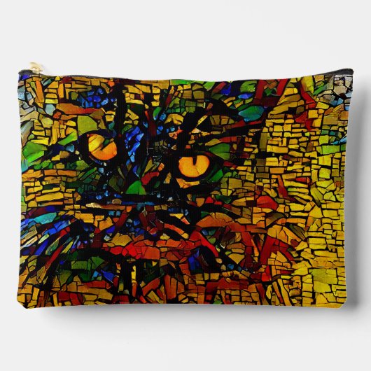 Farbenfrohe Mosaikkatze Kunst Prin Zubehörtasche (Vorderseite)