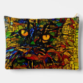 Farbenfrohe Mosaikkatze Kunst Prin Zubehörtasche (Rückseite)