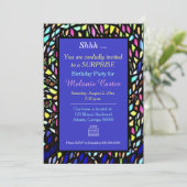 Farbenfrohe Mosaikkunst Party Einladung (Stehend Vorderseite)